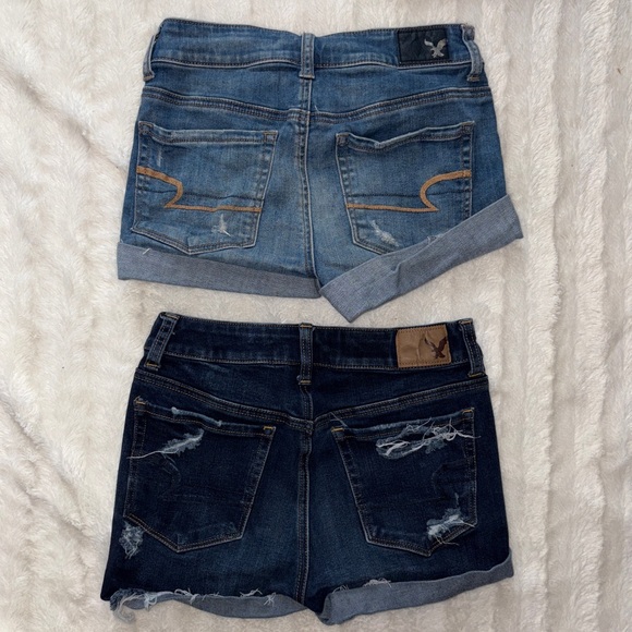 American Eagle Outfitters Distressed Jean Shorts - Light Blue and Dark Blue - Picture 2 of 7